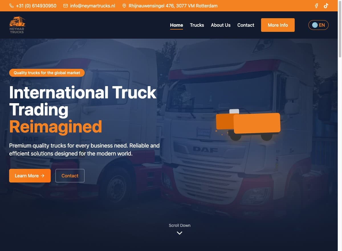 Neymar Trucks B2B truck inventory homepage
